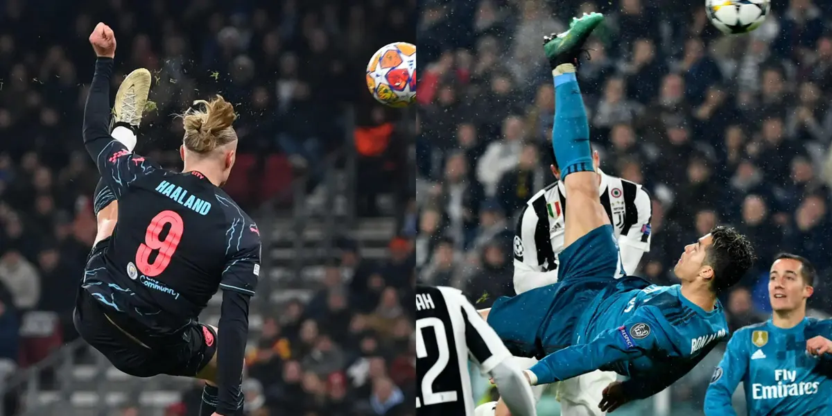 Haaland tried to emulate Cristiano Ronaldo with a bicycle kick in City's game against Copenhagen.