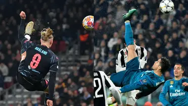 Haaland tried to emulate Cristiano Ronaldo with a bicycle kick in City's game against Copenhagen.